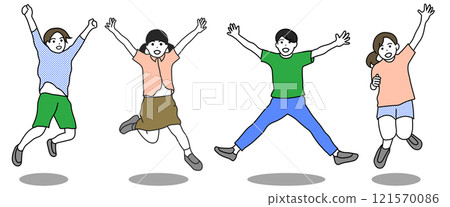 Illustration set of jumping children Illustration set of jumping children 121570086