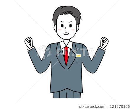 為顧客服務的男性銷售員的插圖 男性商人的上半身插圖 121570366