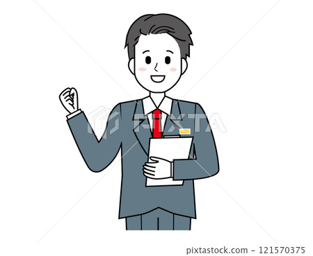 為顧客服務的男性銷售員的插圖 男性商人的上半身插圖 為顧客服務的男性銷售員的插圖 男性商人的上半身插圖 121570375