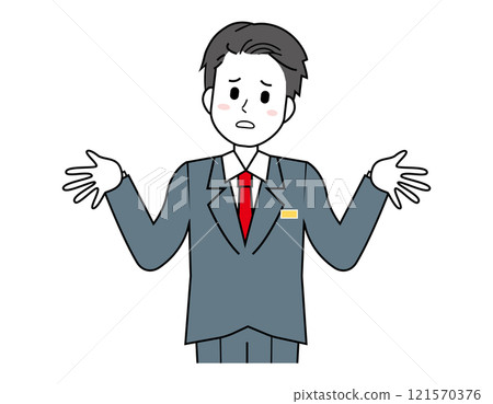 為顧客服務的男性銷售員的插圖 男性商人的上半身插圖 121570376