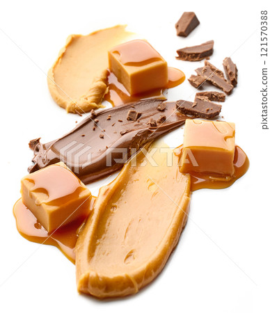 various caramel and chocolate products various caramel and chocolate products 121570388