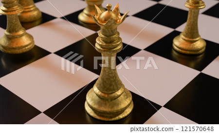 The Gold chess on Board for Business or Board game concept 3d rendering. The Gold chess on Board for Business or Board game concept 3d rendering. 121570648