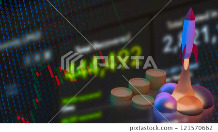 The Rocket and coins for Business or start up concept 3d rendering. The Rocket and coins for Business or start up concept 3d rendering. 121570662