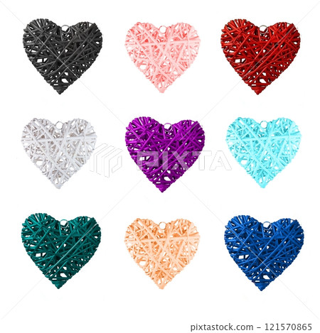set of hand drawn hearts 121570865