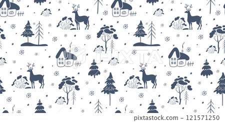 seamless, pattern, deer 121571250