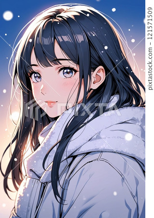 雪中美麗的女孩 121571509