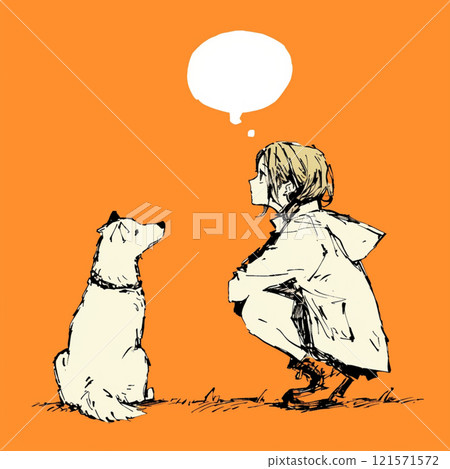 [氣球]思考氣泡、女孩與白狗 121571572