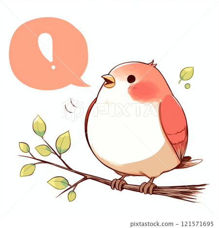 [Speech bubble] "!" speech bubble and red bird 121571695
