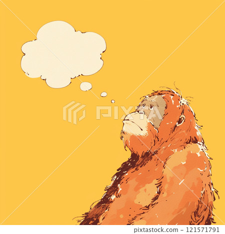 [Speech bubble] Thinking orangutan and speech bubble 121571791