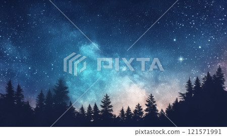 [Landscape/Wallpaper] Forest and starry sky 121571991