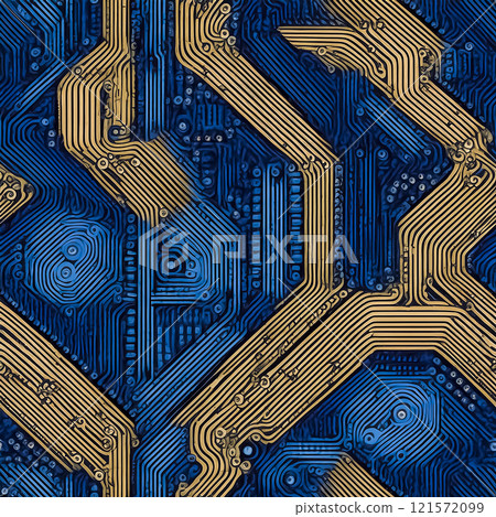 Repeated seamless base illustration material blue gold 121572099
