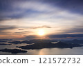 View from Ryuozan Observatory in Mihara City, Hiroshima Prefecture: Winter sunrise over the Seto Inland Sea 121572732