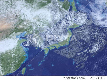 Japan Sea Polar Air Mass Convergence Zone (JPCZ) - Fictional weather map (3DCG image) 121573169