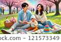 Parents and children enjoying a picnic 121573349