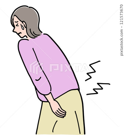 Middle-aged woman suffering from poor health: buttocks trouble Middle-aged woman suffering from poor health: buttocks trouble 121573670