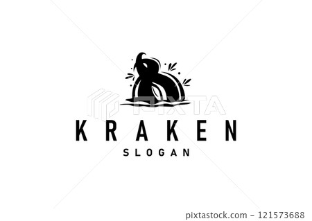 Octopus Logo Old Retro Vintage Design Ocean Animal Vector Tentacle Illustration Template 121573688