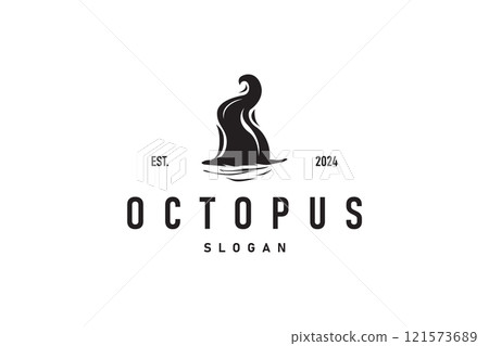 Octopus Logo Old Retro Vintage Design Ocean Animal Vector Tentacle Illustration Template 121573689