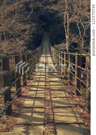 Shiomi Falls Suspension Bridge in late autumn (Hananuki Valley) Shiomi Falls Suspension Bridge in late autumn (Hananuki Valley) 121573730