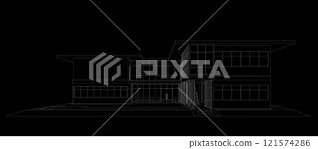 3D illustration of building project 121574286