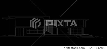 3D illustration of building project 121574288