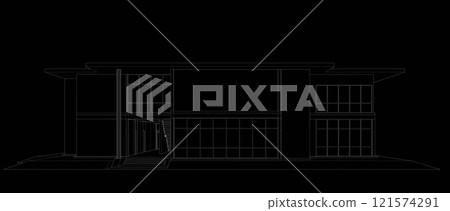 3D illustration of building project 121574291