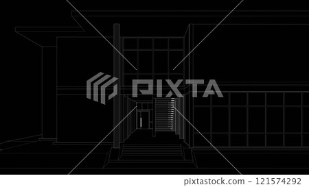 3D illustration of building project 121574292