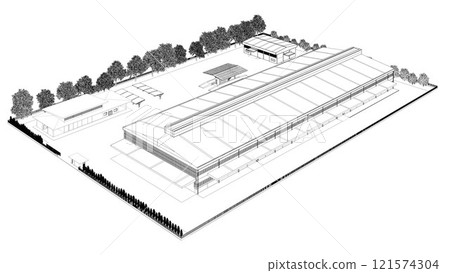 3D illustration of building project 121574304