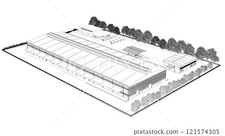 3D illustration of building project 121574305