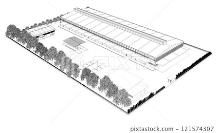 3D illustration of building project 121574307