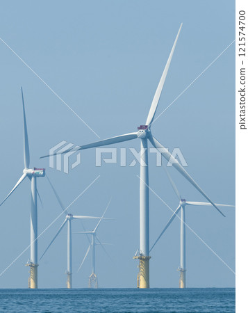 View of the Offshore wind power systems off the western coast of Taiwan. 121574700