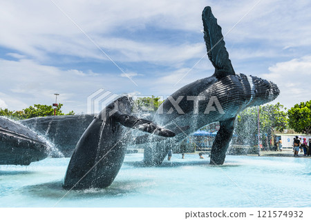 View of the Whale Water Square at the National Museum of Marine Biology and Aquarium in Kenting National Park of Pingtung, Taiwan. 121574932