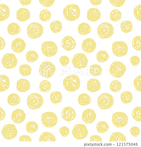 Hand-drawn, rough polka dot seamless pattern (yellow) 121575048