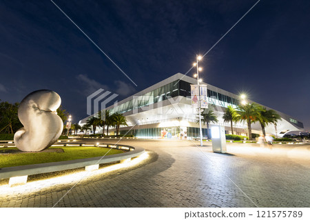 Night view of the National Kaohsiung Center for the Arts (Weiwuying), Taiwan. The site was originally a military compound and was reconstructed as an arts center. Night view of the National Kaohsiung Center for the Arts (Weiwuying), Taiwan. The site was originally a military compound and was reconstructed as an arts center. 121575789