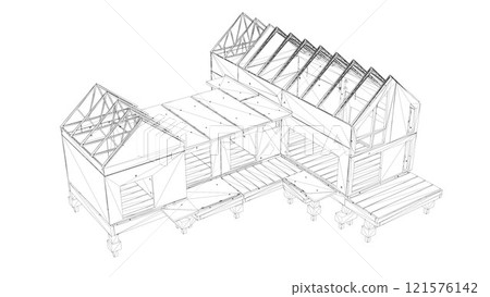 3D illustration of building and construction 121576142