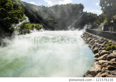 Beautiful view of Thermal Valley in Beitou, Taipei, Taiwan, Located beside Beitou Hot Spring Park. Thermal Valley in Beitou, Taipei, Taiwan. 121576216