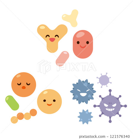 Bad bacteria, good bacteria, opportunistic bacteria character set 121576340