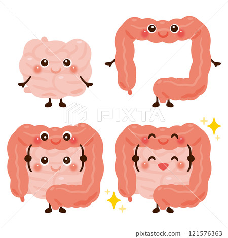 Large intestine and small intestine character set Large intestine and small intestine character set 121576363