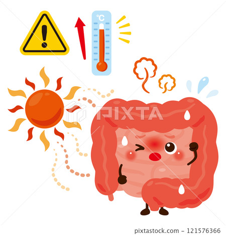 Intestine character exhausted by heat 121576366