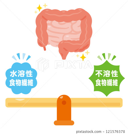 Balanced dietary fiber and healthy intestines illustration 121576378