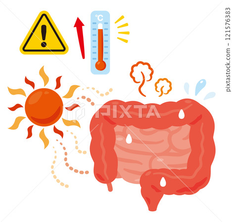 Illustration of intestines exhausted by heat 121576383