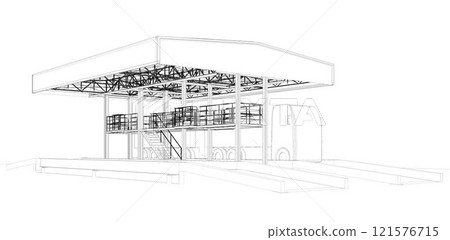 3D illustration of truck weight scale 3D illustration of truck weight scale 121576715