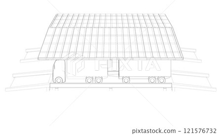 3D illustration of truck weight scale 121576732