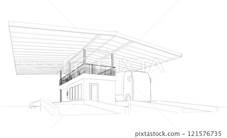 3D illustration of truck weight scale 3D illustration of truck weight scale 121576735