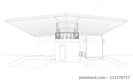 3D illustration of truck weight scale 121576737