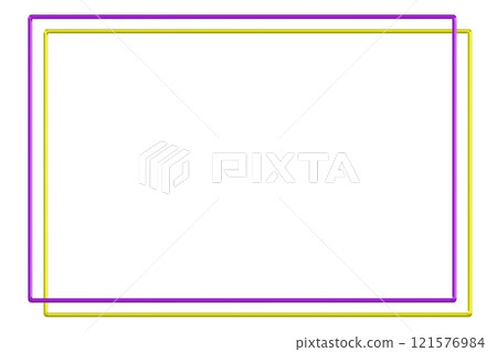A shiny, glossy yellow frame with purple square wires layered over it. 121576984