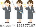 A cute illustration of a woman in a suit. 121577107