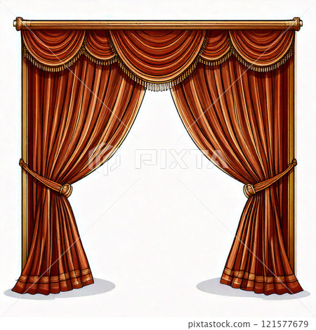 Elegant Red Theater Curtains Isolated On White Background Elegant Red Theater Curtains Isolated On White Background 121577679