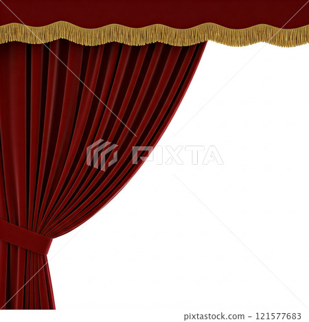 Elegant Red Theater Curtains Isolated On White Background Elegant Red Theater Curtains Isolated On White Background 121577683