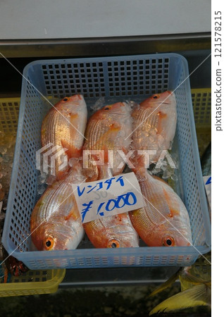 Fish for sale at a fish market in Okinawa Fish for sale at a fish market in Okinawa 121578215
