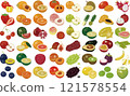 各種水果插畫②（草莓、西瓜、葡萄、蘋果） 121578554